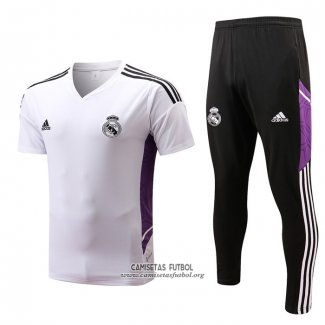 Chandal del Real Madrid Manga Corta 2022/2023 Blanco y Purpura