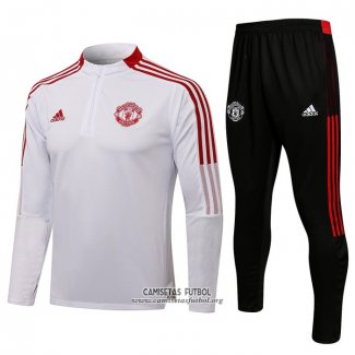 Chandal de Sudadera del Manchester United 2021/2022 Blanco