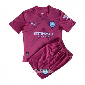 Camiseta Manchester City Portero Nino 2022/2023 Rojo