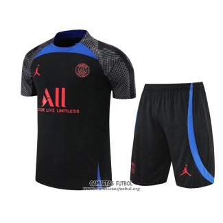 Chandal del Paris Saint-Germain Manga Corta 2022/2023 Negro y Azul - Pantalon Corto