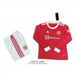 Camiseta Manchester United Primera Manga Larga Nino 2021/2022