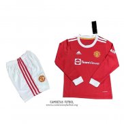 Camiseta Manchester United Primera Manga Larga Nino 2021/2022