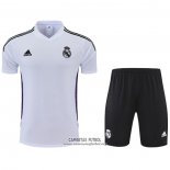 Chandal del Real Madrid Manga Corta 2022/2023 Blanco y Purpura - Pantalon Corto