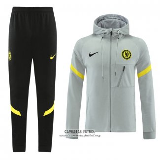 Chandal con Capucha del Chelsea 2021/2022 Gris