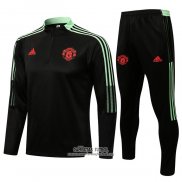 Chandal de Sudadera del Manchester United Nino 2021/2022 Negro