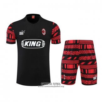 Chandal del AC Milan Manga Corta 2022/2023 Negro - Pantalon Corto