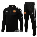 Chandal de Chaqueta del Manchester United 2021/2022 Negro y Blanco