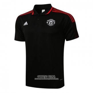 Camiseta Polo del Manchester United 2021/2022 Negro y Rojo