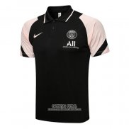 Camiseta Polo del Paris Saint-Germain 2021/2022 Negro y Rosa