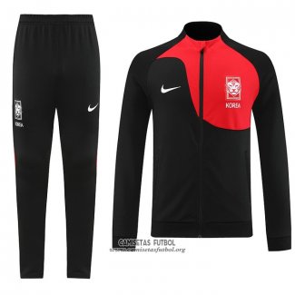 Chandal de Chaqueta del Corea del Sur 2022/2023 Negro y Rojo