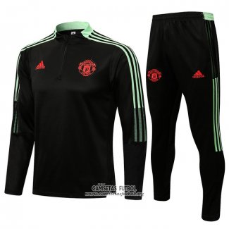 Chandal de Sudadera del Manchester United 2021/2022 Negro