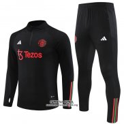 Chandal de Sudadera del Manchester United Nino 2023/2024 Negro