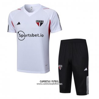 Chandal del Sao Paulo Manga Corta 2023/2024 Blanco - Pantalon Corto