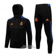 Chandal con Capucha del Real Madrid 2021/2022 Negro y Azul