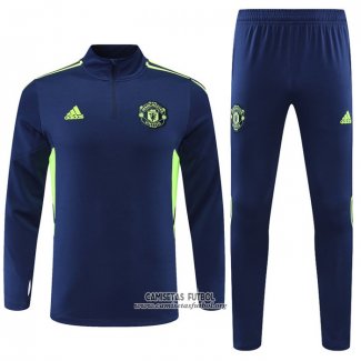 Chandal de Sudadera del Manchester United 2022/2023 Azul y Verde