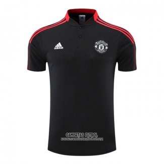 Camiseta Polo del Manchester United 2022/2023 Negro y Rojo