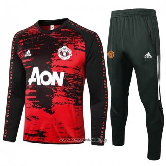 Chandal de Sudadera del Manchester United 2020/2021 Negro y Rojo