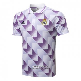 Camiseta Polo del Real Madrid 2022/2023 Blanco y Purpura