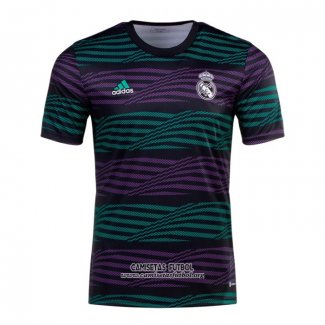 Camiseta Pre Partido del Real Madrid 2022 Verde y Purpura