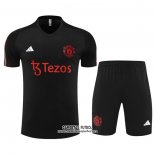 Chandal del Manchester United Manga Corta 2023/2024 Negro - Pantalon Corto