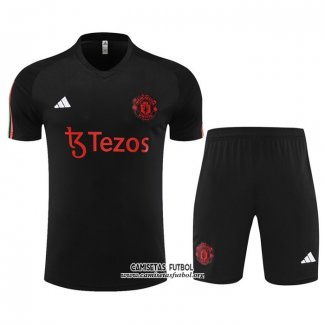 Chandal del Manchester United Manga Corta 2023/2024 Negro - Pantalon Corto