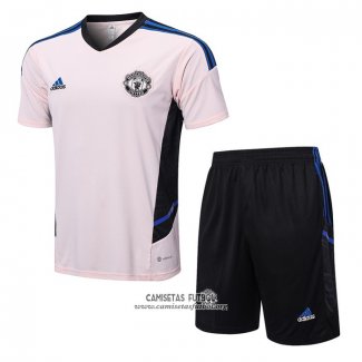 Chandal del Manchester United Manga Corta 2022/2023 Rosa - Pantalon Corto