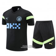 Chandal del Manchester City Manga Corta 2022/2023 Negro - Pantalon Corto