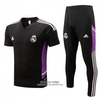 Chandal del Real Madrid Manga Corta 2022/2023 Negro y Purpura