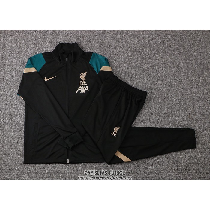 Chandal de Chaqueta del Liverpool Nino 2021/2022 Negro y Verde